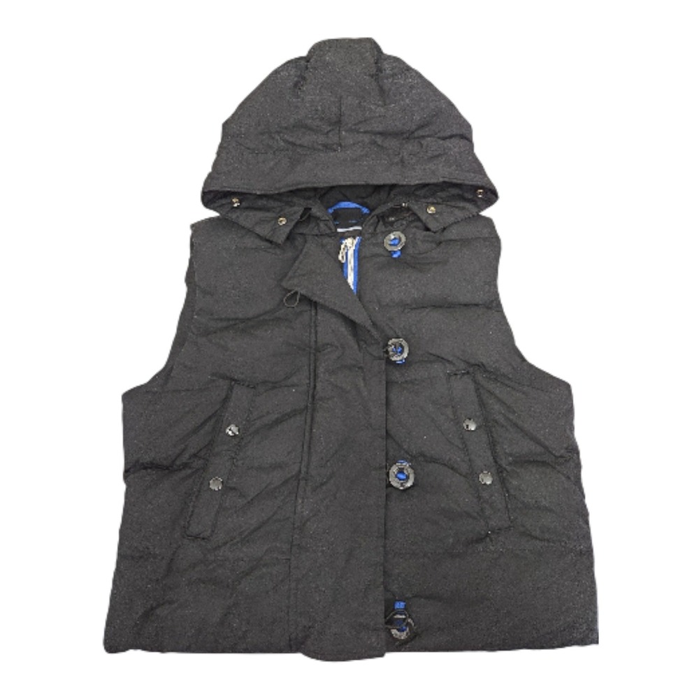 Gap Women's Black Puffer Vest Hooded Zip Front Casual Outdoor Warm